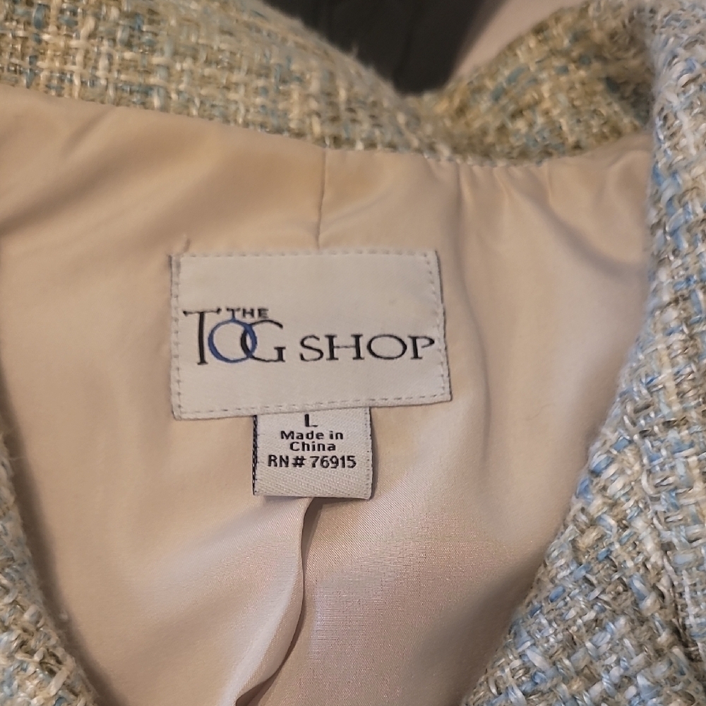 Women's Elegant Tweed Blazer - Light Gray - Picture 2 of 5